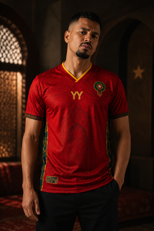 Maillot de Football MANCHE COURTE - Maroc Rouge Héritage