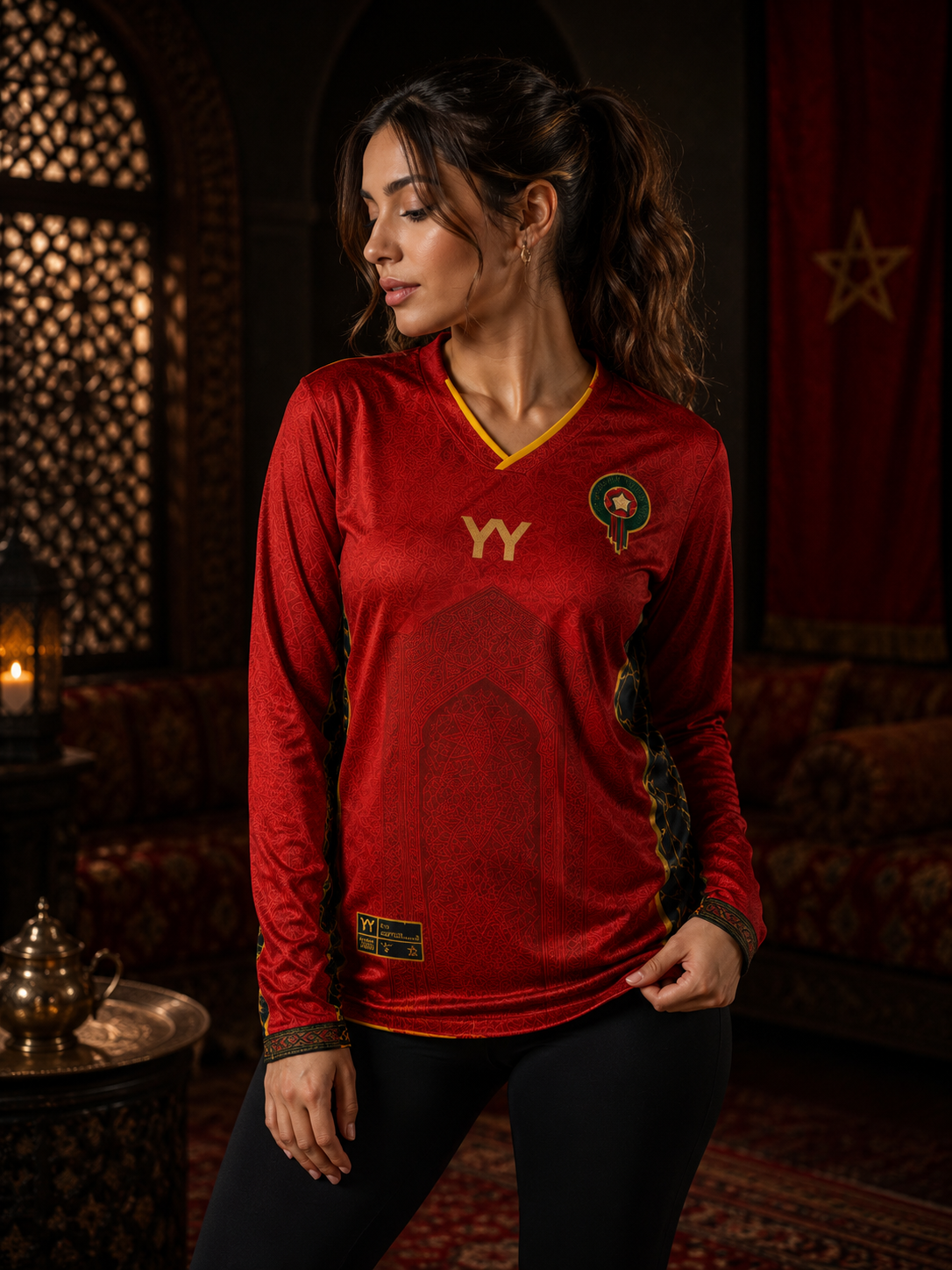 Maillot de Football MANCHE Longue - Maroc Rouge Héritage